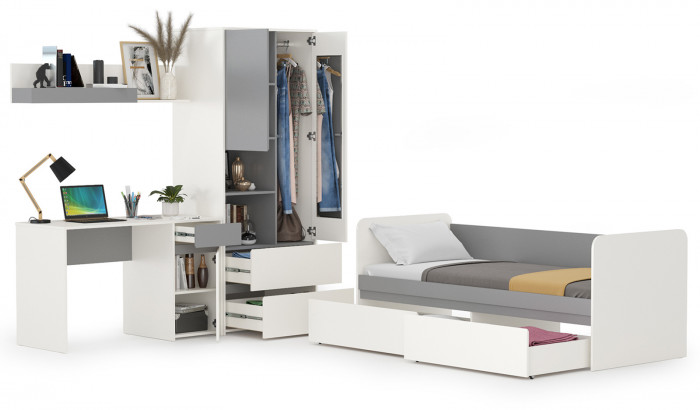 Торонто Компоновка № 25, белый шагрень/стальной серый