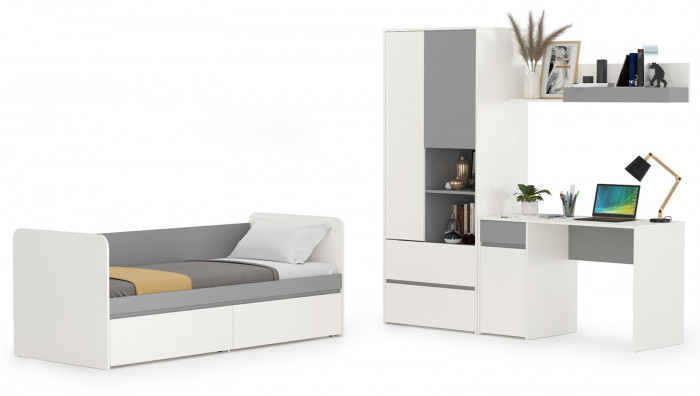 Торонто Компоновка № 25, белый шагрень/стальной серый