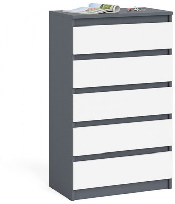 Мори Комод МК700.5, цвет графит/белый, ШхГхВ 70,4х41х114 см.