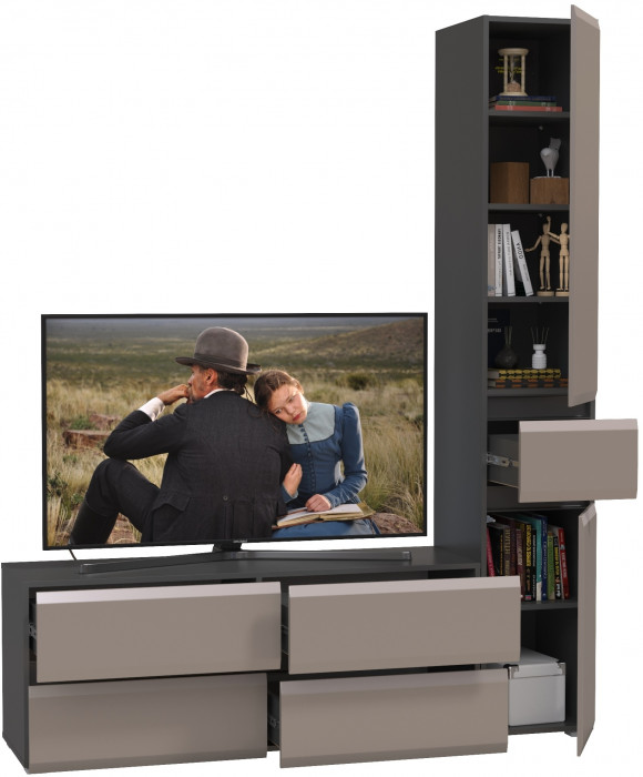 Сидней Комплектация № 015, корпус: антрацит/фасады: МДФ веллюто капучино