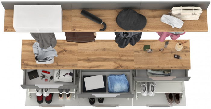 Октава Прихожая 04, цвет серый графит/дуб крафт золотой/фасады МДФ серый графит, ШхГхВ 194,7х35,4х197 см.