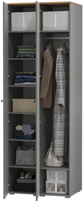 Остин 13.225 Шкаф-пенал 2 шт., цвет серый графит/дуб крафт золотой, ШхГхВ 80х54,3х229,6 см., универсальная сборка