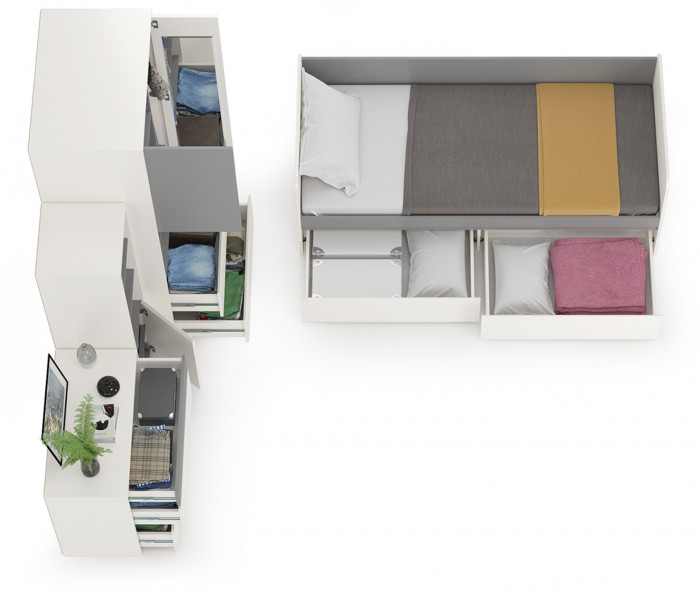 Торонто Компоновка № 26, белый шагрень/стальной серый