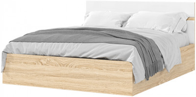 ЛИБЕРТИ КР 02 Кровать 1,6 (1632х900х2032) Фасад МДФ БЕЛЫЙ ГЛЯНЕЦ/Корпус ДУБ СОНОМА