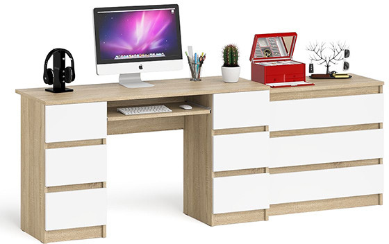 Мори Стол компьютерный МС-2 + Комод МК800.1, цвет дуб сонома/белый, ШхГхВ 215,8х50х76,6 см., универсальная сборка