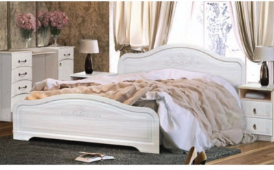 Кэт-6 бодега/сандал Кровать 140 с настилом (Бодега белая / Сандал)