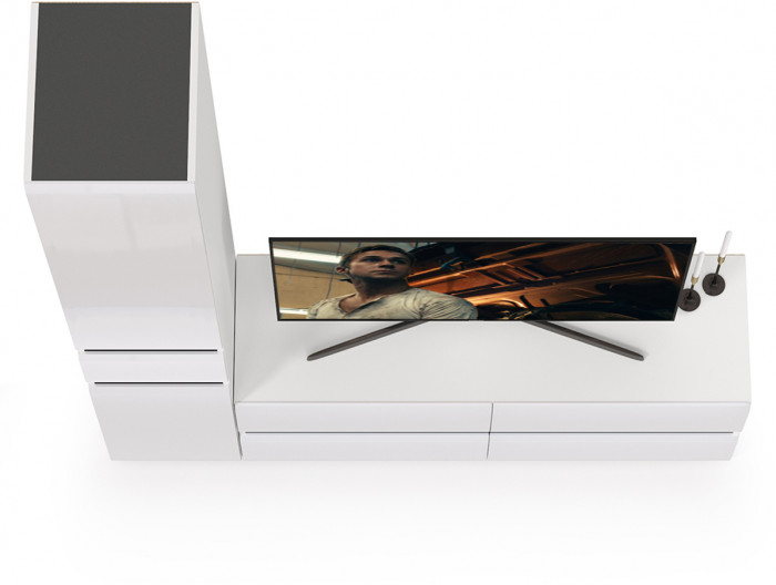 Сидней Комплектация № 015, корпус: белый/чёрный/фасады: МДФ белый глянец