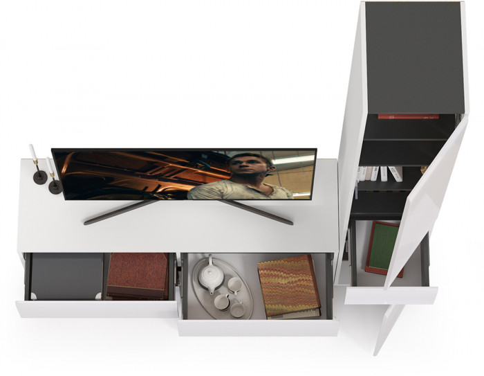 Сидней Комплектация № 015, корпус: белый/чёрный/фасады: МДФ белый глянец