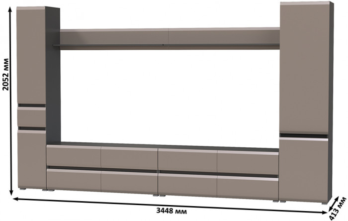 Сидней Комплектация № 107, корпус: антрацит/фасады: МДФ веллюто капучино