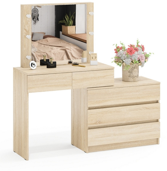 Стол косметический с подсветкой 110, дуб сонома