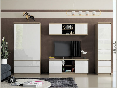 Модульная гостиная Челси (Белый глянец, Дуб Сонома)