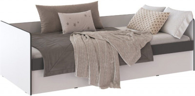 Асцелла Кровать с ПМ белый/графит серый 900