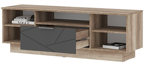 Даллас ТБ 04 Тумба ТВ (1,400 х0,464х0,402) дуб каньон/МДФ софт графит