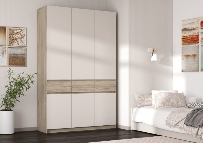 Шкаф Бостон ЛДСП ШК-002, крафт серый/кашемир