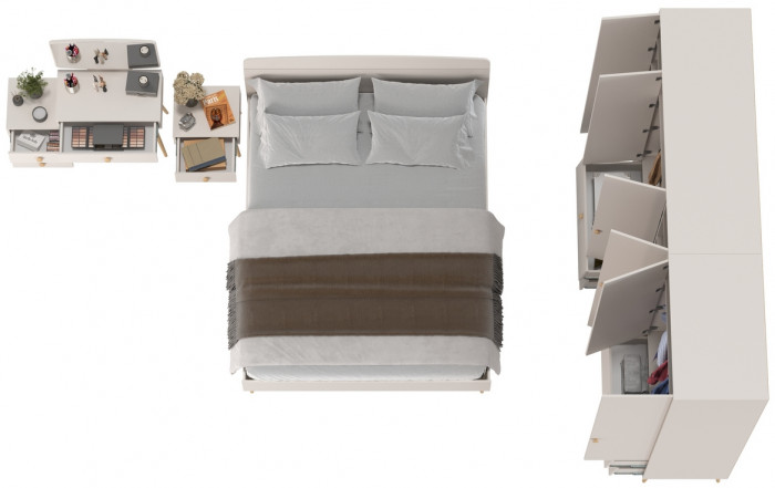 Афина Спальня 39-1600, цвет кашемир серый, сп.м. 1600х2000 мм., б/м, основание есть - фанера