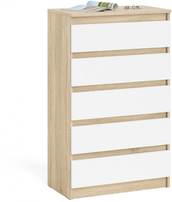 Мори Комод МК700.5, цвет дуб сонома/белый, ШхГхВ 70,4х41х114 см.
