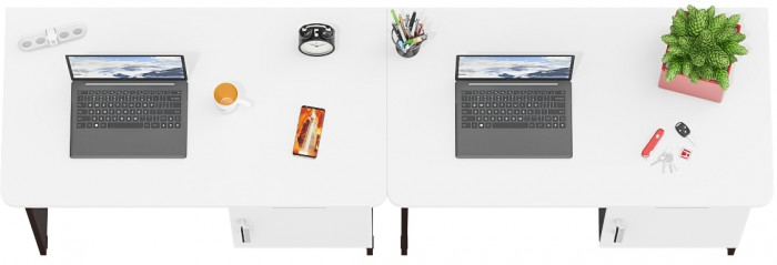 Два стола письменных С-МД-1-09, цвет венге/белый шагрень, ШхГхВ 210х57х75 см., НЕ универсальная сборка