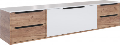 Малави Тумба для ТВ МТВ-1 дуб крафт табачный/белый глянец