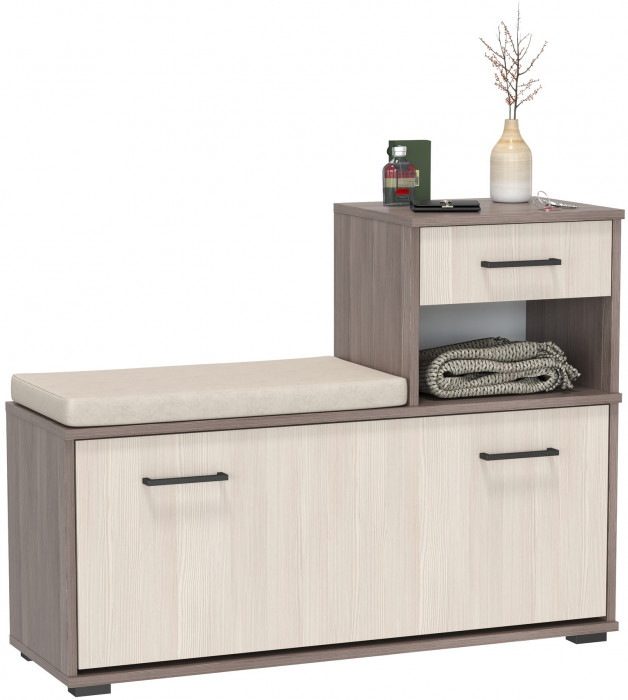 Лира ГК 2-0714бод.тем/св Тумба под обувь, цвет бодега тёмный/бодега светлый, ШхГхВ 100х33х75,5 см., универсальная сборка