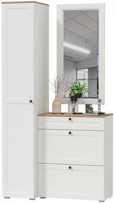 Остин Прихожая 22, белый шагрень/дуб крафт золотой