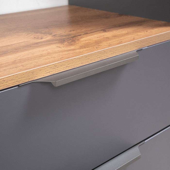 Октава Прихожая 05, цвет серый графит/дуб крафт золотой/фасады МДФ серый графит, ШхГхВ 129,8х35,4х180 см.