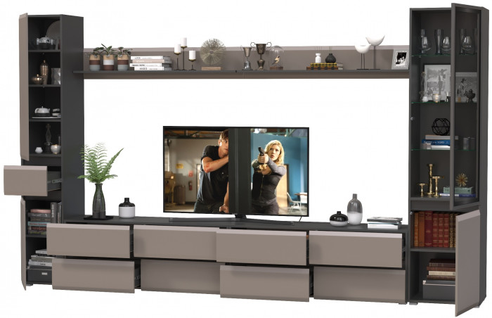 Сидней Комплектация № 108, корпус: антрацит/фасады: МДФ веллюто капучино