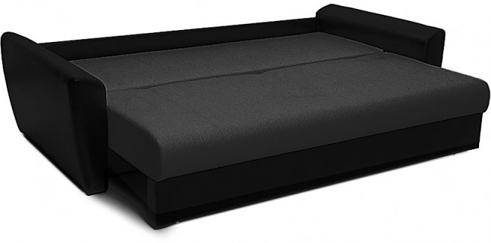 Диван-кровать Амстердам, 160х195, раскладной, еврокнижка, пружинный блок, рогожка/экокожа, черный