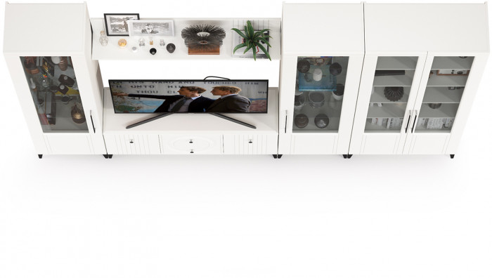 Валенсия Гостиная № 068, ЛДСП белый шагрень/МДФ белый шагрень