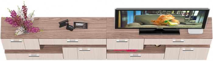 Две тумбы ТВ С-МД-С1-1400, ясень шимо светлый/ясень шимо тёмный