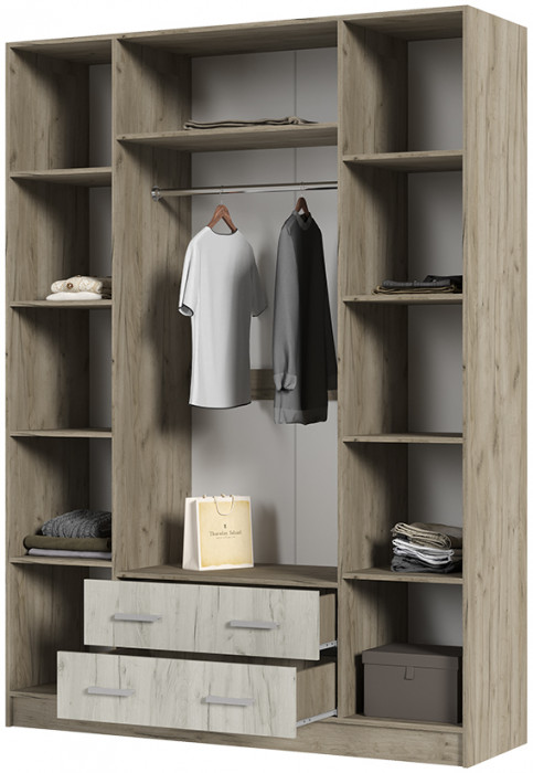 ГАРМОНИЯ ШК 602 М шкаф 4х створчатый (1,6х2,2х0,5) дуб крафт белый/дуб крафт серый