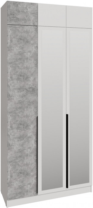 Шкаф 1,2 с антресолью и зеркалом Мадрид, Белый/Ателье светлое