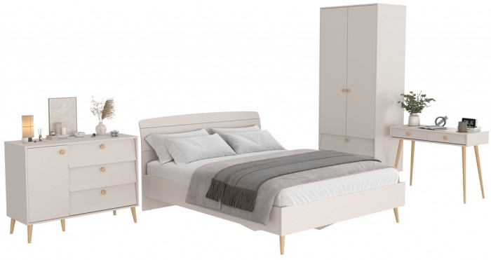 Афина Спальня 06-1600, цвет кашемир серый, сп.м. 1600х2000 мм., б/м, основание есть - фанера