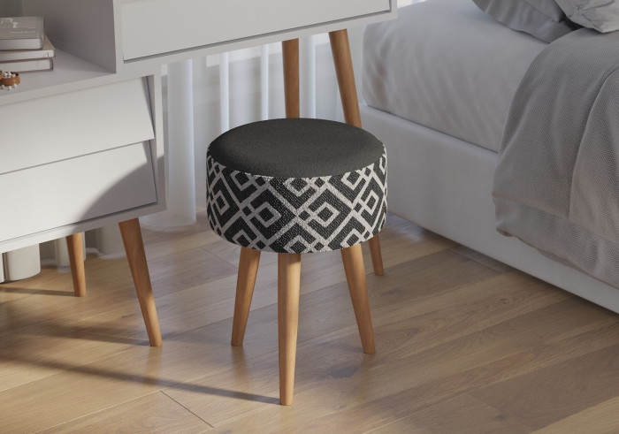 Банкетка 6-5132ТКчёр Юна, ткань чёрная с рисунком