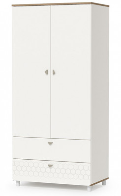 Эйп 13.334 Шкаф для одежды, цвет белый/дуб белый, ШхГхВ 85х51,1х183,8 см., универсальная сборка
