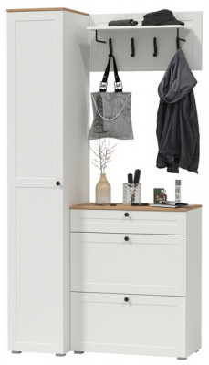 Остин Прихожая 23, белый шагрень/дуб крафт золотой