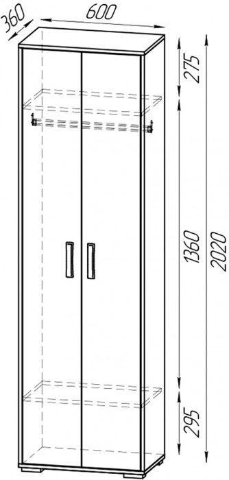 Прихожая 2-3430дкт/граф Домино - Шкаф для одежды, дуб крафт табачный/графит