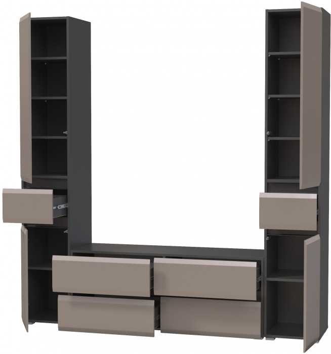 Сидней Комплектация № 017, корпус: антрацит/фасады: МДФ веллюто капучино