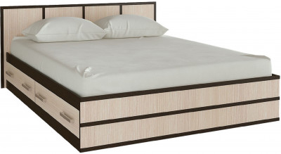Сакура Кровать с ящиками 160 (Венге / дуб беленый)