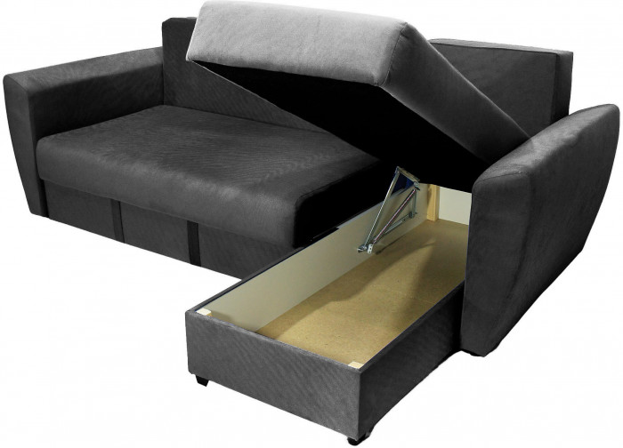 Диван УГЛОВОЙ Амстердам велюр черный 160