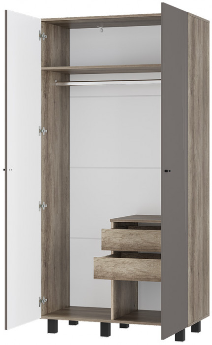 Шкаф 2-х створчатый Олива ШК-03, Дуб каньон, Муссон софт